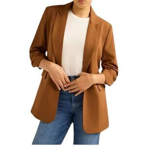 Apostrophe Blazer Womens Size 4 Brown Casual Classic Old Money Preppy Office